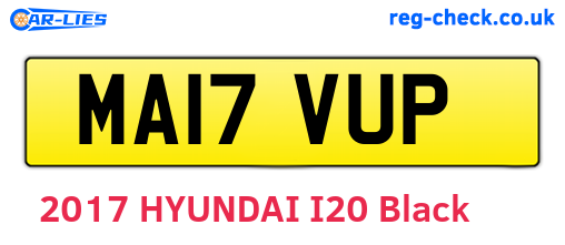 MA17VUP are the vehicle registration plates.
