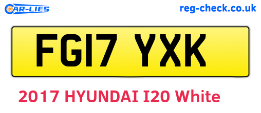 FG17YXK are the vehicle registration plates.