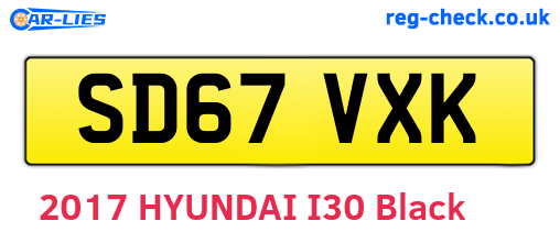 SD67VXK are the vehicle registration plates.