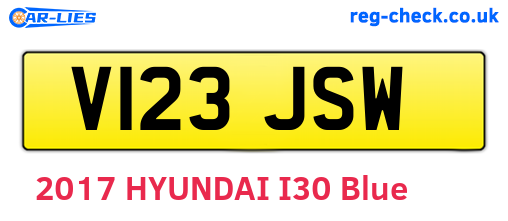 V123JSW are the vehicle registration plates.