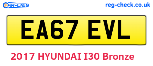 EA67EVL are the vehicle registration plates.