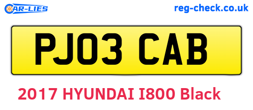 PJ03CAB are the vehicle registration plates.
