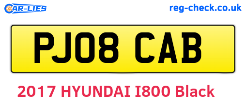 PJ08CAB are the vehicle registration plates.
