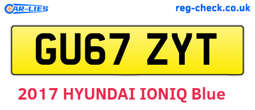 GU67ZYT are the vehicle registration plates.
