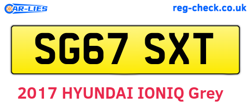 SG67SXT are the vehicle registration plates.