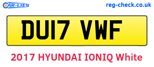 DU17VWF are the vehicle registration plates.