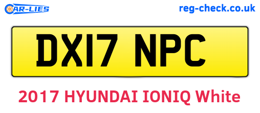 DX17NPC are the vehicle registration plates.