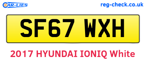 SF67WXH are the vehicle registration plates.