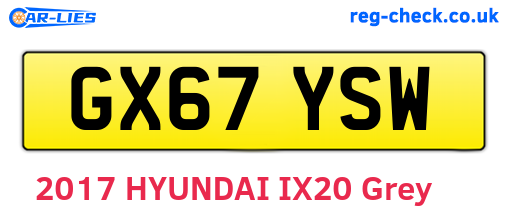 GX67YSW are the vehicle registration plates.