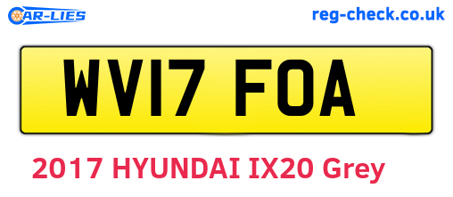 WV17FOA are the vehicle registration plates.