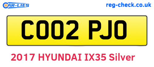 CO02PJO are the vehicle registration plates.