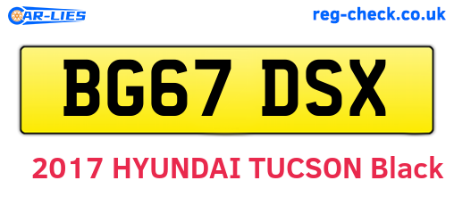 BG67DSX are the vehicle registration plates.