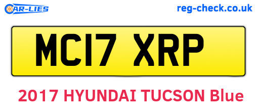 MC17XRP are the vehicle registration plates.
