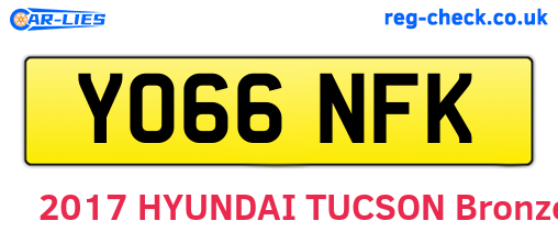 YO66NFK are the vehicle registration plates.