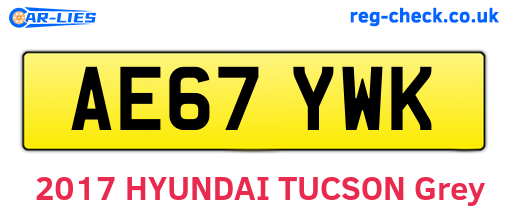 AE67YWK are the vehicle registration plates.