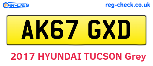 AK67GXD are the vehicle registration plates.