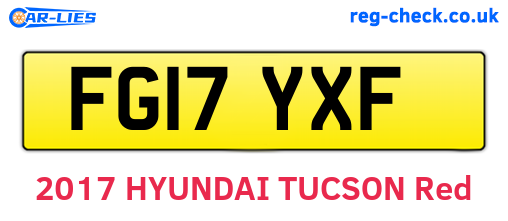 FG17YXF are the vehicle registration plates.