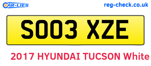 SO03XZE are the vehicle registration plates.