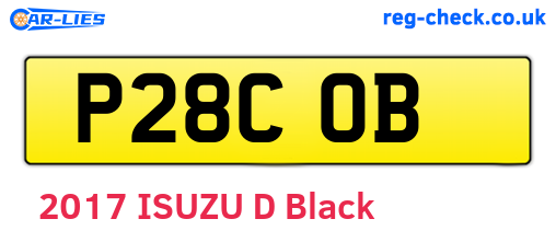 P28COB are the vehicle registration plates.