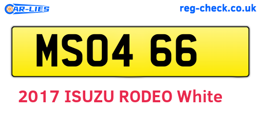 MSO466 are the vehicle registration plates.