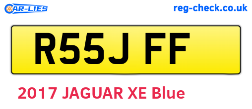 R55JFF are the vehicle registration plates.