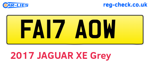 FA17AOW are the vehicle registration plates.