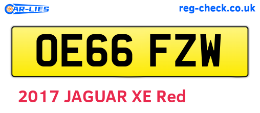 OE66FZW are the vehicle registration plates.
