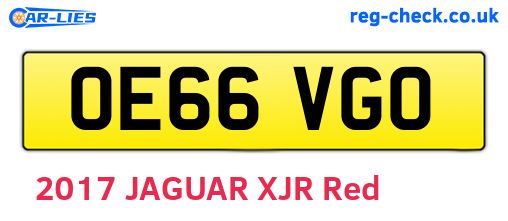 OE66VGO are the vehicle registration plates.