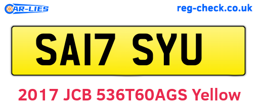SA17SYU are the vehicle registration plates.
