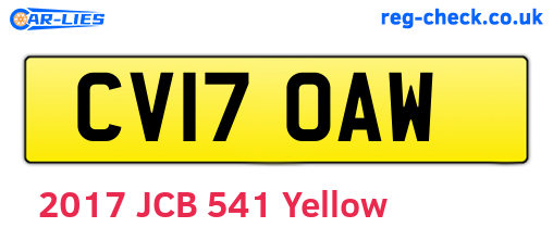 CV17OAW are the vehicle registration plates.