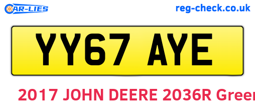 YY67AYE are the vehicle registration plates.