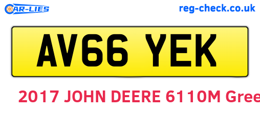 AV66YEK are the vehicle registration plates.