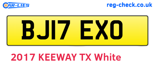 BJ17EXO are the vehicle registration plates.
