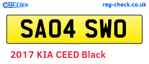 SA04SWO are the vehicle registration plates.