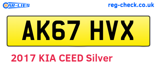 AK67HVX are the vehicle registration plates.