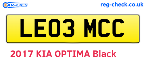 LE03MCC are the vehicle registration plates.