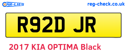 R92DJR are the vehicle registration plates.