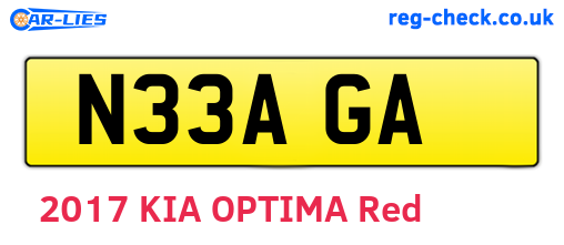 N33AGA are the vehicle registration plates.