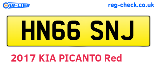HN66SNJ are the vehicle registration plates.