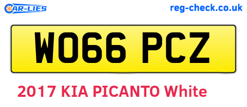 WO66PCZ are the vehicle registration plates.