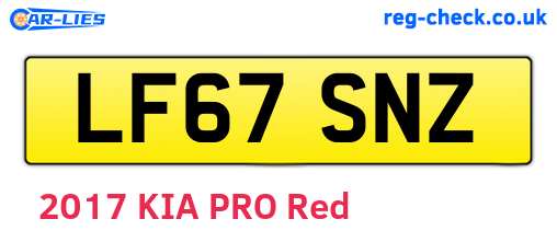 LF67SNZ are the vehicle registration plates.