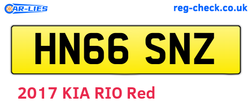 HN66SNZ are the vehicle registration plates.