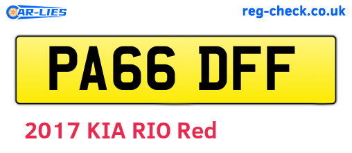 PA66DFF are the vehicle registration plates.