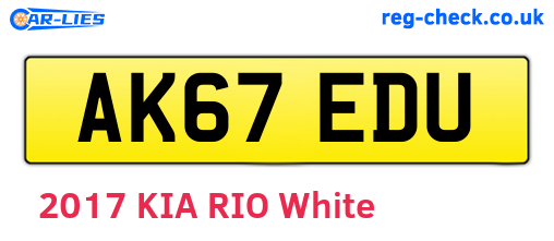 AK67EDU are the vehicle registration plates.