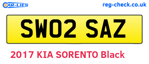 SW02SAZ are the vehicle registration plates.