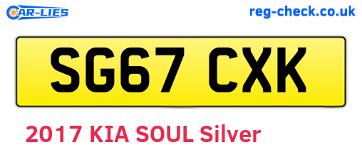 SG67CXK are the vehicle registration plates.