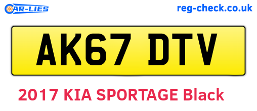 AK67DTV are the vehicle registration plates.