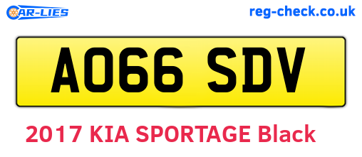 AO66SDV are the vehicle registration plates.