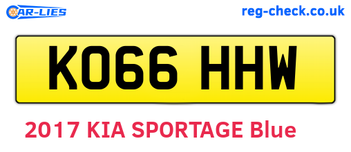 KO66HHW are the vehicle registration plates.