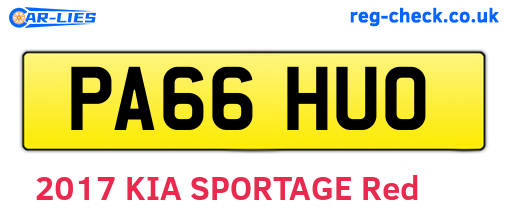 PA66HUO are the vehicle registration plates.